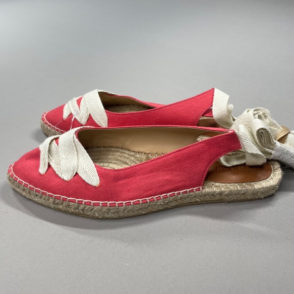 NEW J Crew Shoes Womens 9 red brown ballet espadrille flats lace up preppy boho - Picture 4 of 11